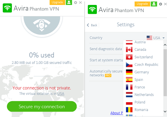 Best Free VPN for Windows 10 PC 2017: Avira Phantom VPN