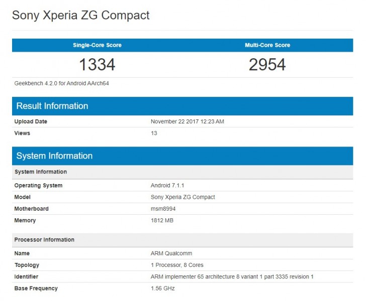 Xperia ZG Compact spotted on GeekBench with suboptimal specs
