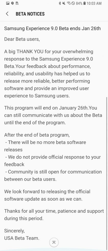 Samsung ends Oreo beta for Galaxy S8, S8 Plus