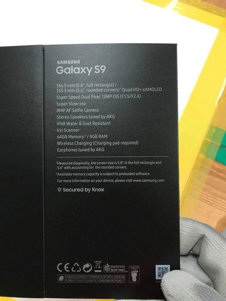 Galaxy S9 retail box leaked