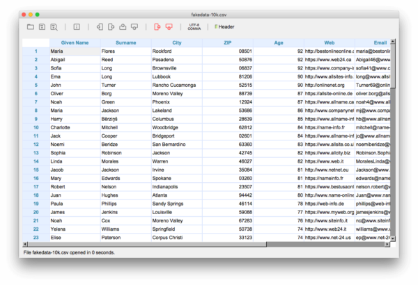 Tablecruncher is a free to download CSV viewer for mac