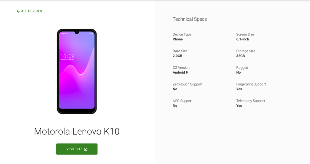 Lenovo K10 specs revealed via Android Enterprise listing